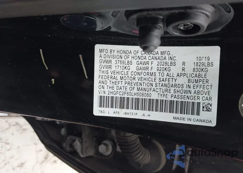 2020 Honda Civic Lx z USA, uszkodzony, nr VIN 2HGFC2F60LH508060